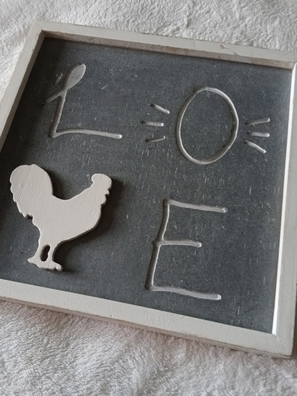 LOVE Rooster Wall Sign 🐓🐔 Gray & White Farmhouse Decor